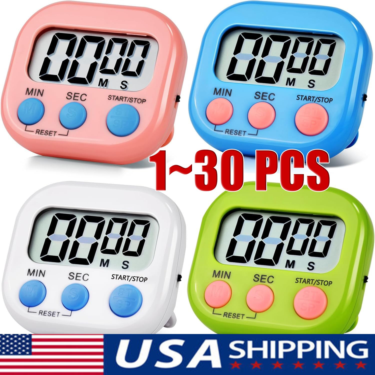 Large LCD Digital Kitchen Cooking Timer Count Down Up Clock Loud Alarm Magnetic