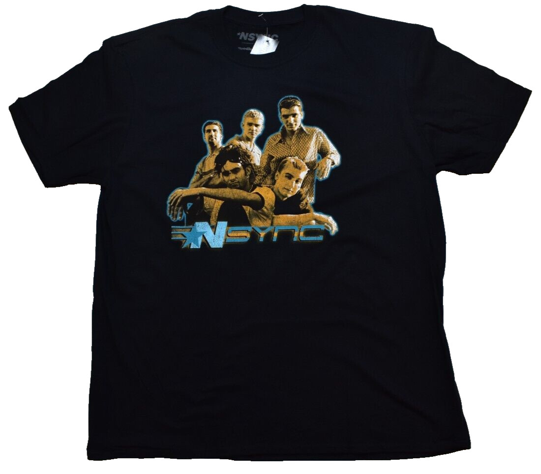 NSYNC By Goodie Two Sleeves Mens NSYNC Vintage Graphic Black Shirt NWT S-2XL