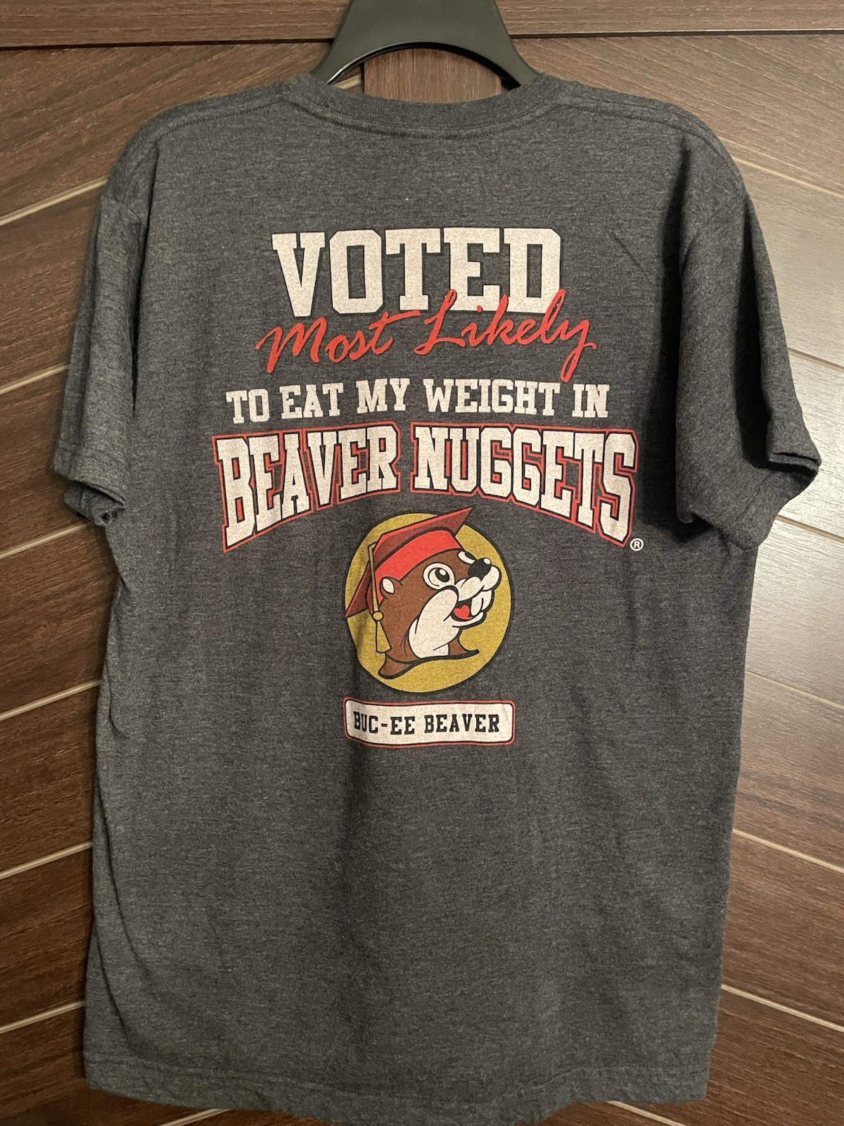 Buc-ee's 2022 Seniors T-Shirt Most Likely To Eat Weight in Beaver Nuggets Size L gallery