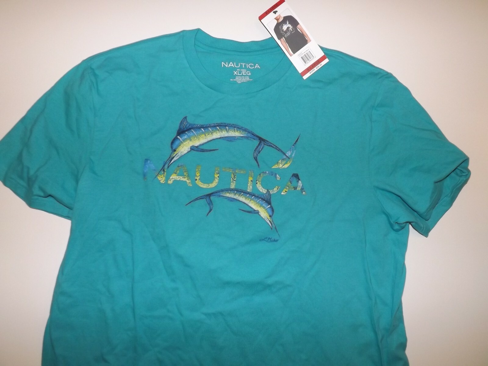 NAUTICA Brighton Blue Graphic Logo Crewneck T Shirt XL Extra Large NWT Mens gallery