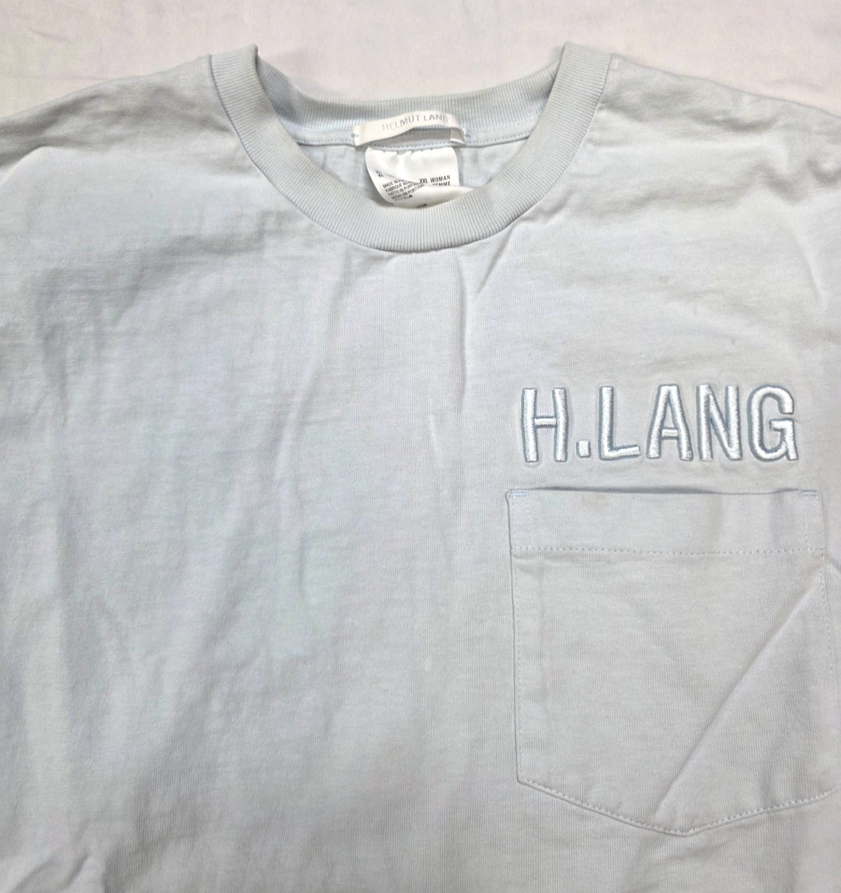 HELMUT LANG Crewneck L/S Pocket T-Shirt UNISEX Men's XL Women's 2XL Light Blue gallery