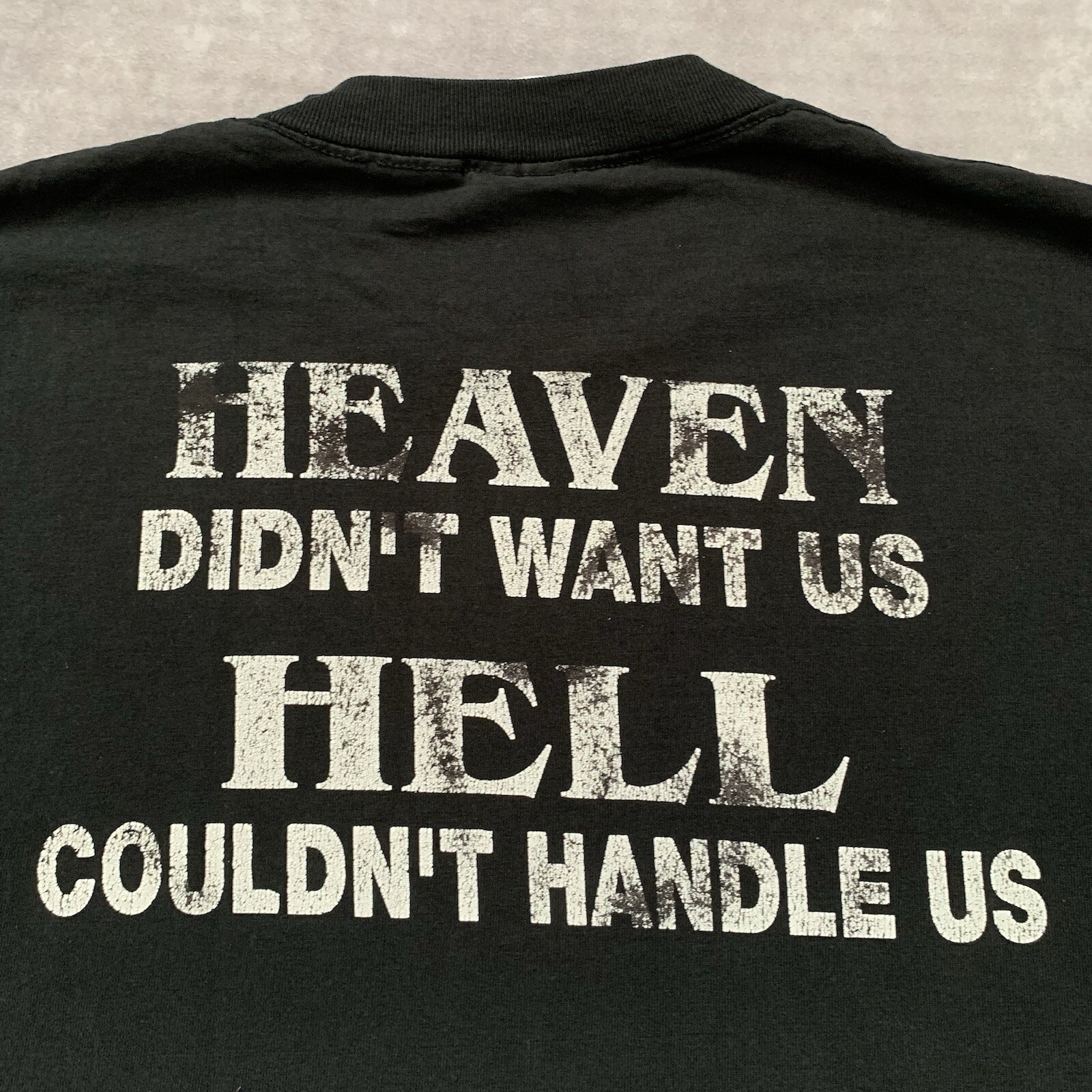 Vintage 90s Funny Sorority Shirt Size M Saying Quote Ironic Hell Heaven