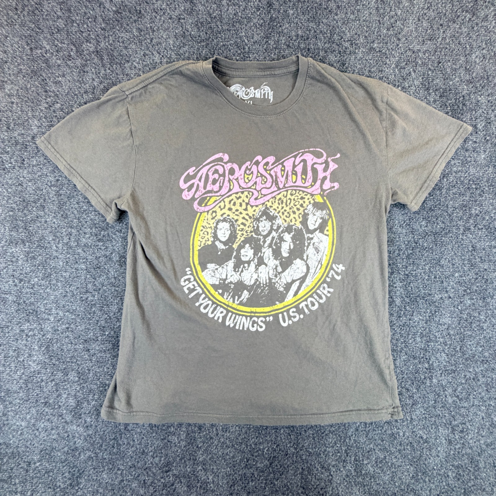 Aerosmith Get Your Wings US Tour '74 T Shirt Mens XL Gray Graphic Print Cotton gallery