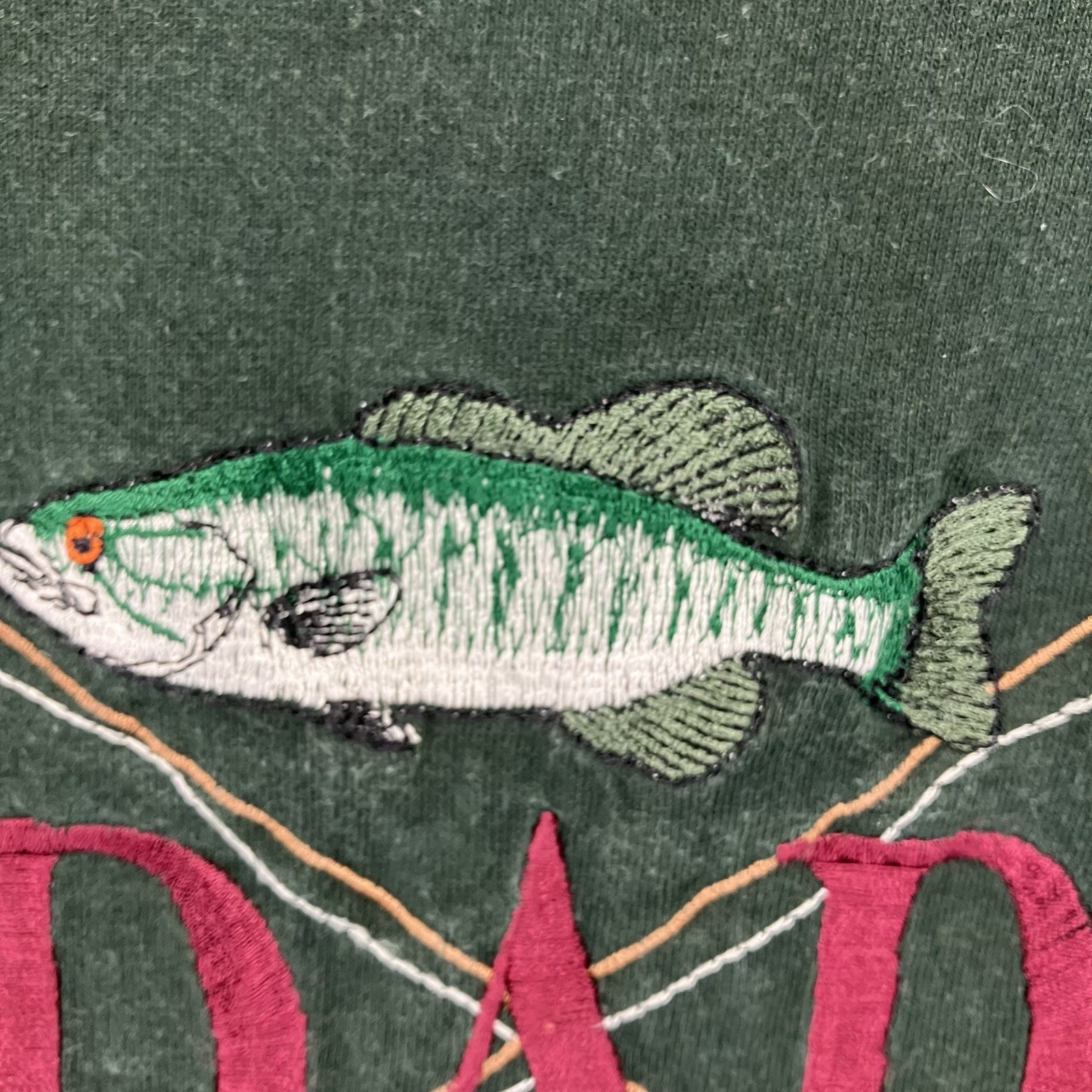 Vintage Dad Fishing Shirt Mens Large Faded Forest Green Embroidered Classic 90s gallery