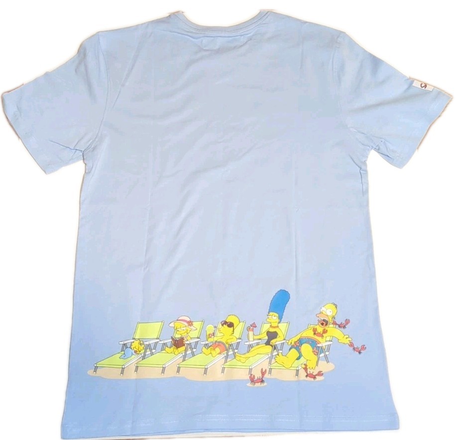 The Simpsons Large Men's Blue Doh! Beach Homer And Family Decaled T-Shirt NWT gallery