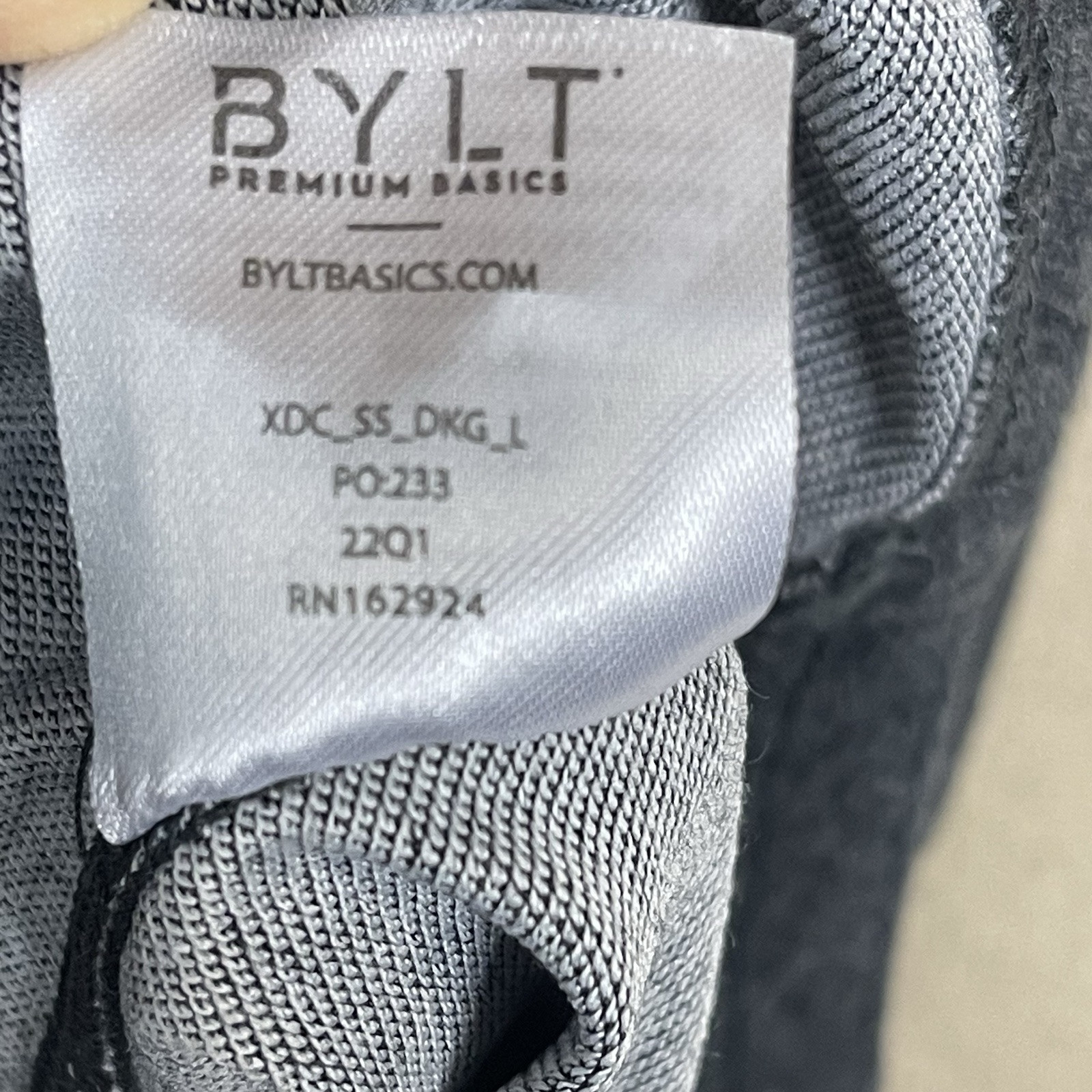 BYLT Basics Shirt Mens L Gray Drop Cut Short Sleeve Stretch Performance Tee gallery