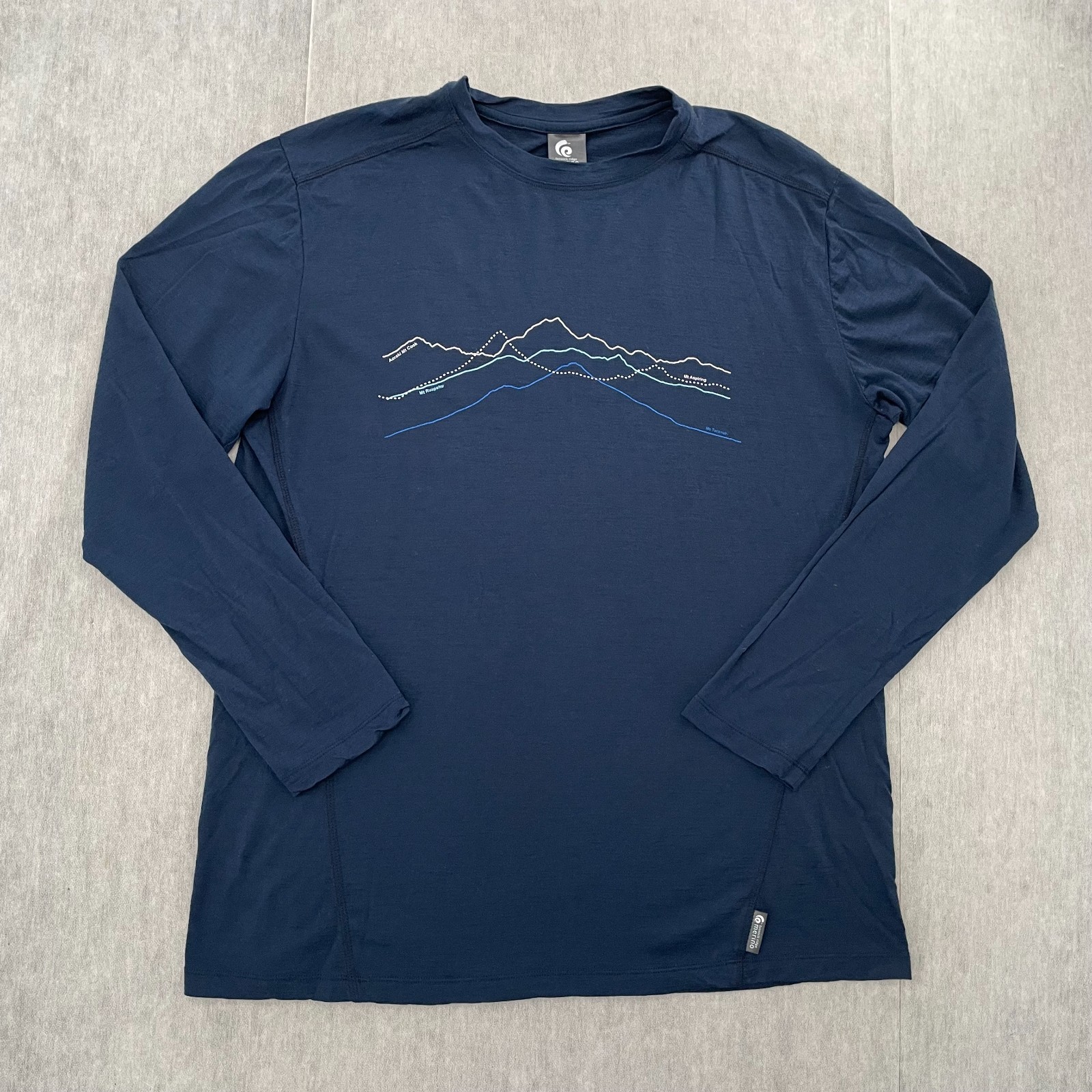 Tussock Ridge Shirt Adult XL Blue Merino New Zealand Mountain Map Graphic Mens gallery
