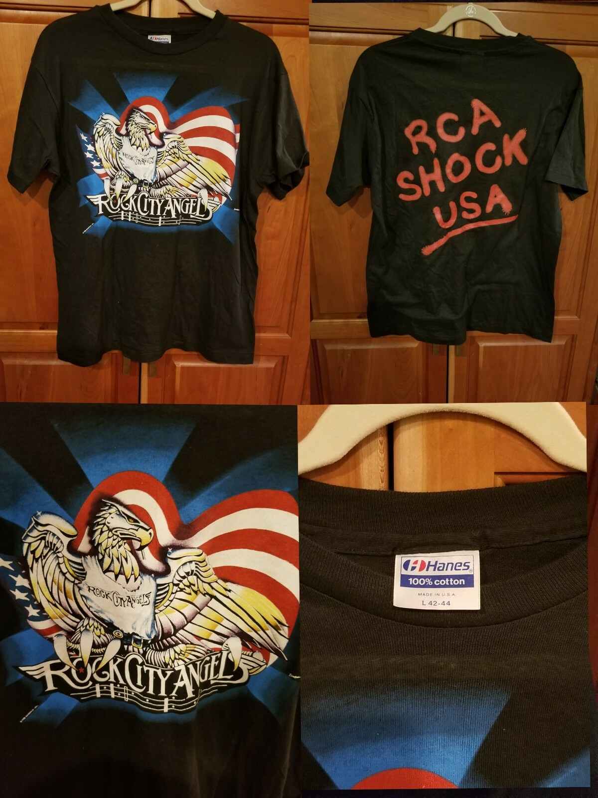 Vtg Johnny Depp Rock City Angels ’88 RCA Shock USA Glam Metal Band Shirt L