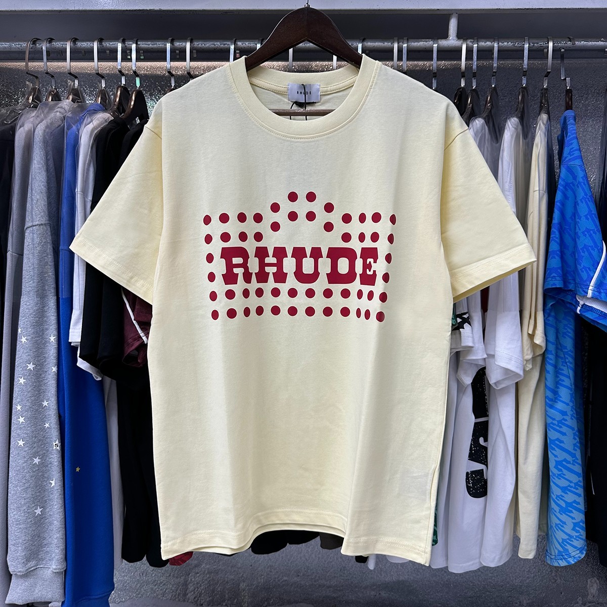 NEW RHUDE Men Women Printing Red Dots Cotton Short Sleeve POLO T-Shirt SZ:S-XL gallery