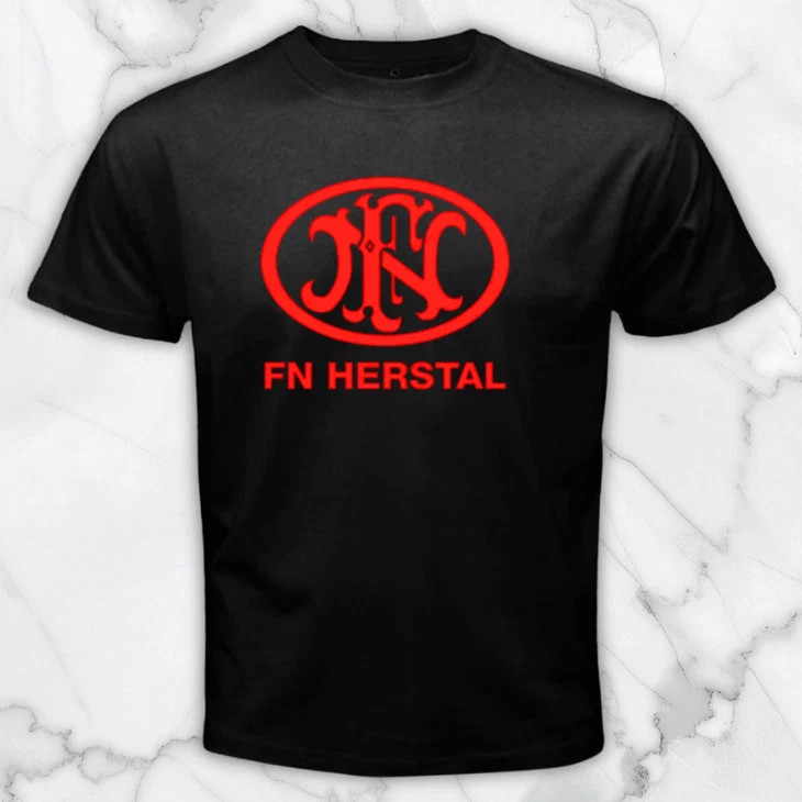 FN Herstal Firearms Guns Red Men's Black Graphic T Shirt Freeships gallery