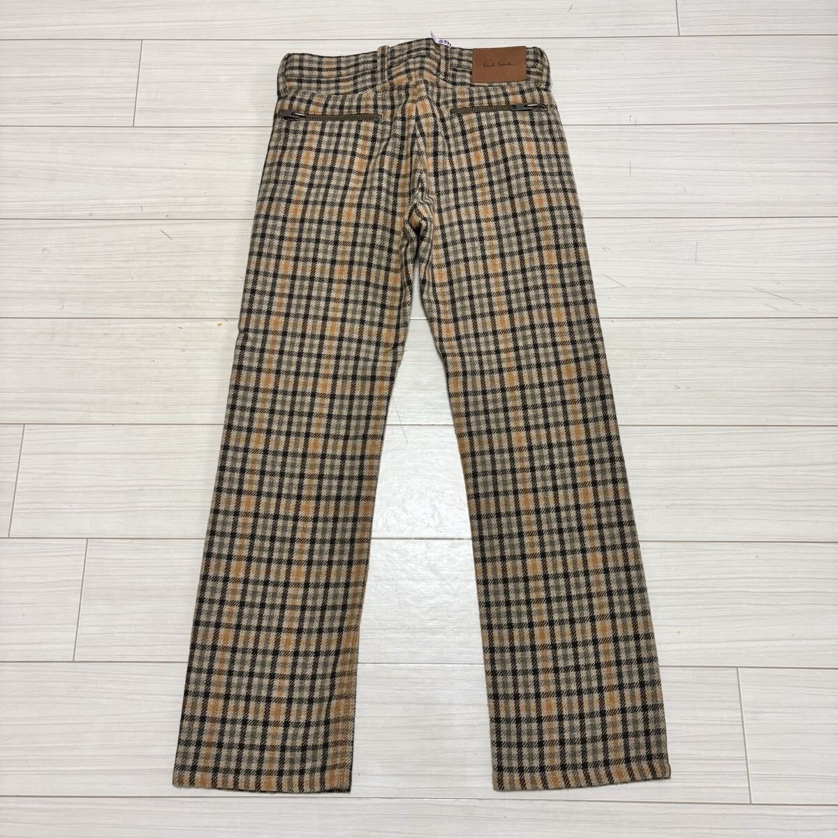 Paul Smith 90s Mixed Check Zipper Wool Pants S Beige Khaki Japan gallery