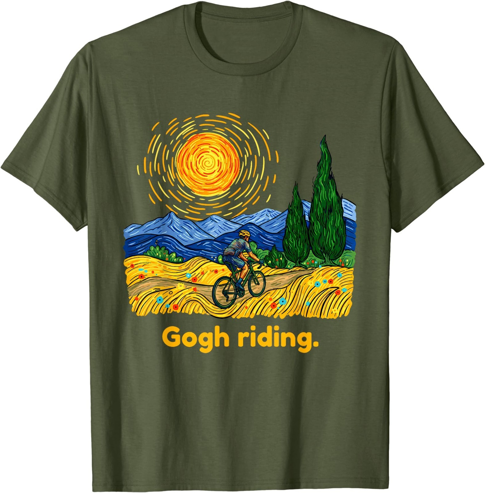 Gogh Riding Funny Cycling Van Gogh Art Bike T-Shirt gallery
