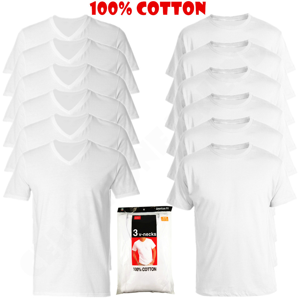 6-Pack V/Crew-Neck For Men's 100% Cotton Tagless T-Shirt Undershirt Tee White gallery
