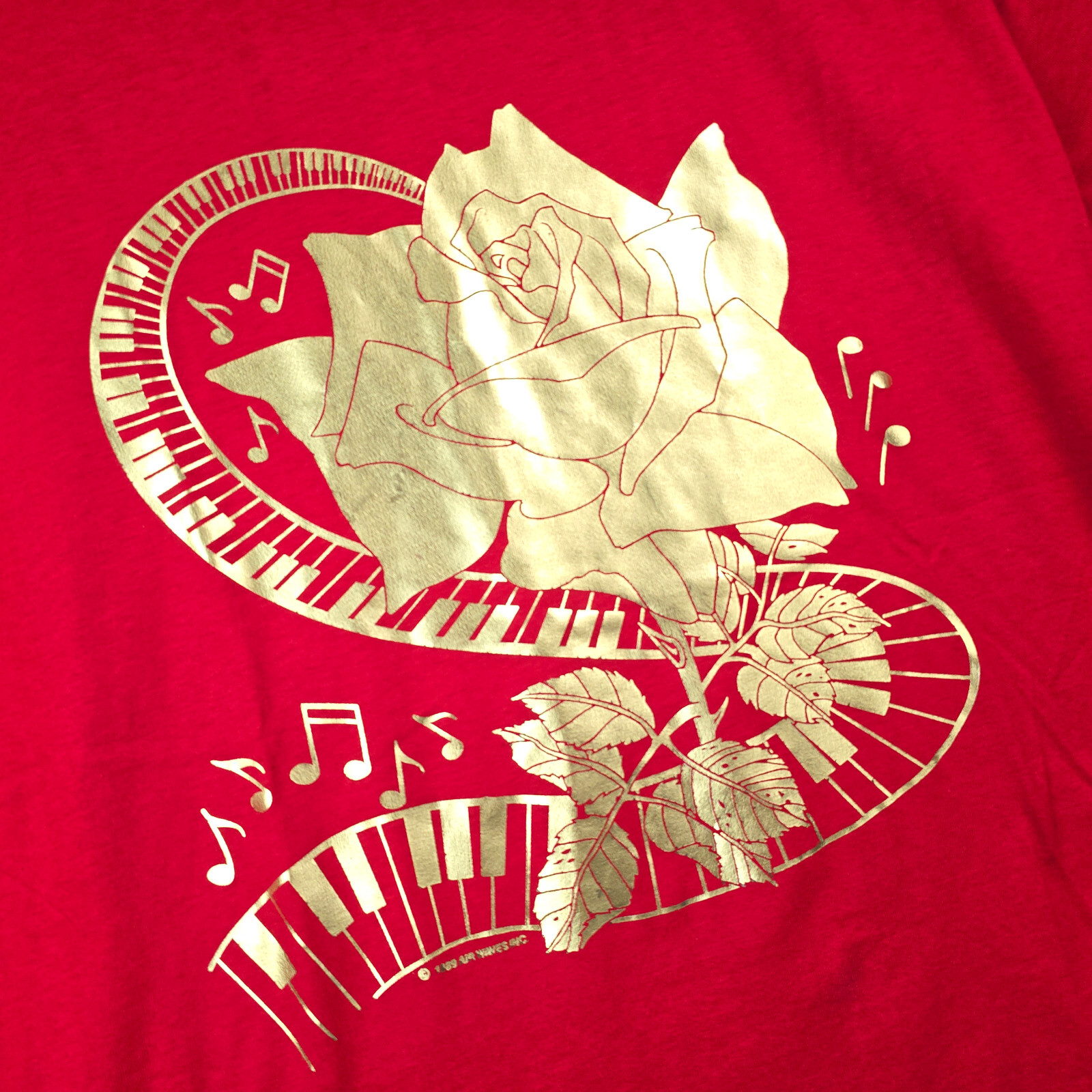 VTG SCREEN STARS BEST Mens EXTRA LARGE XL Air Waves 1989 Red Shirt Rose Music gallery