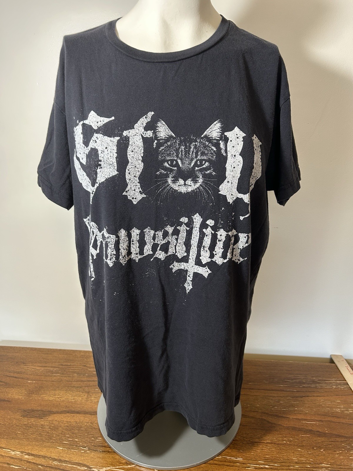 Blackcraft Cult Vintage Stay Pawsitive Cat Shirt Size Small gallery