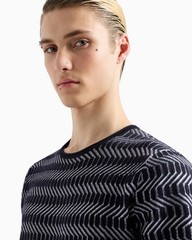 Armani Icon Virgin Wool Crew-Neck Jumper Op-Art Jacquard Size: XXL