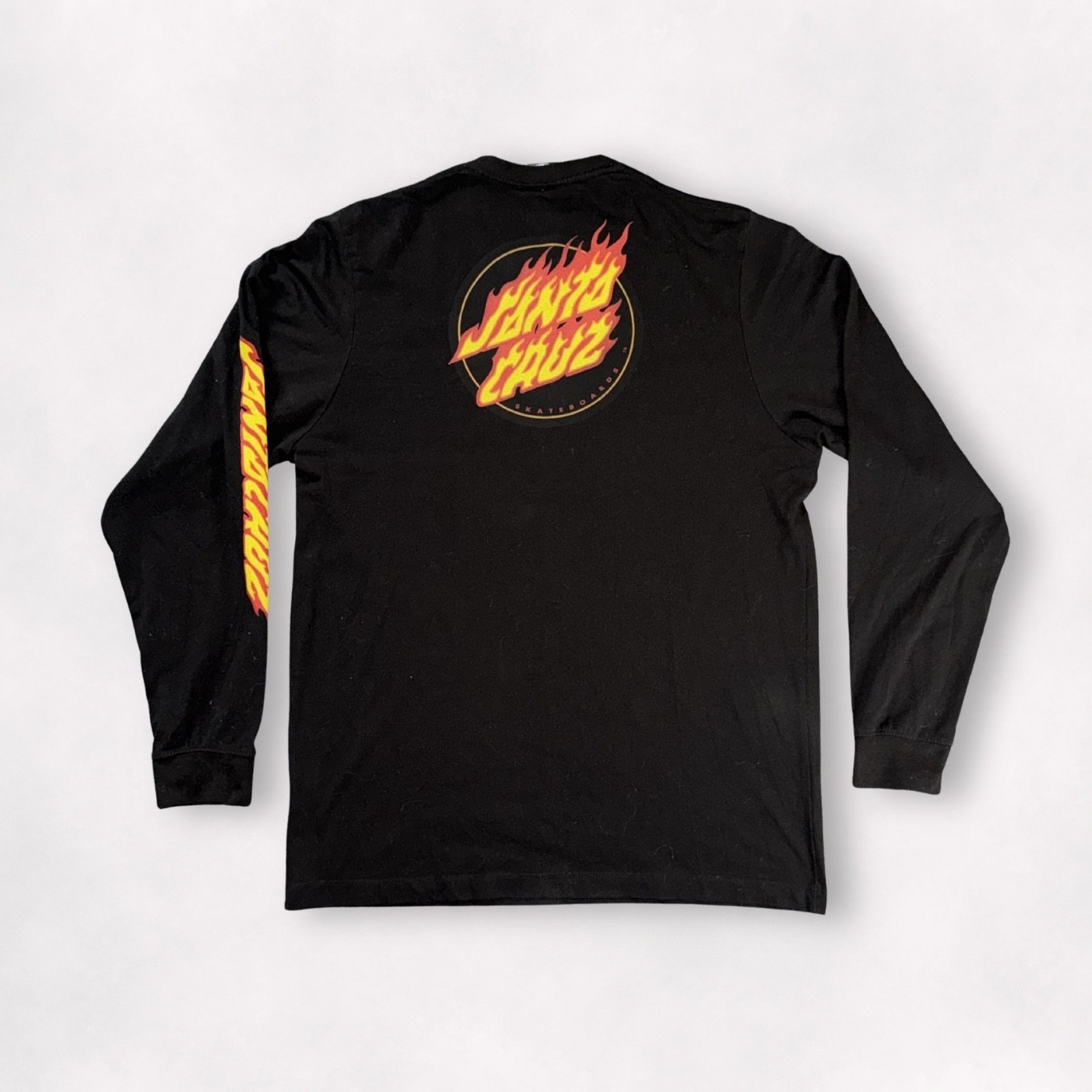 Santa Cruz Skateboards Long Sleeve T Shirt | Size L | Black | Fire Graphic 🔥 gallery