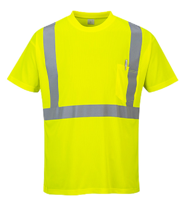 S190 HI-VIS POCKET T-SHIRT CLASS 2 POLYESTER SIZE L-5XL TALL REFLECTIVE TAPE* gallery