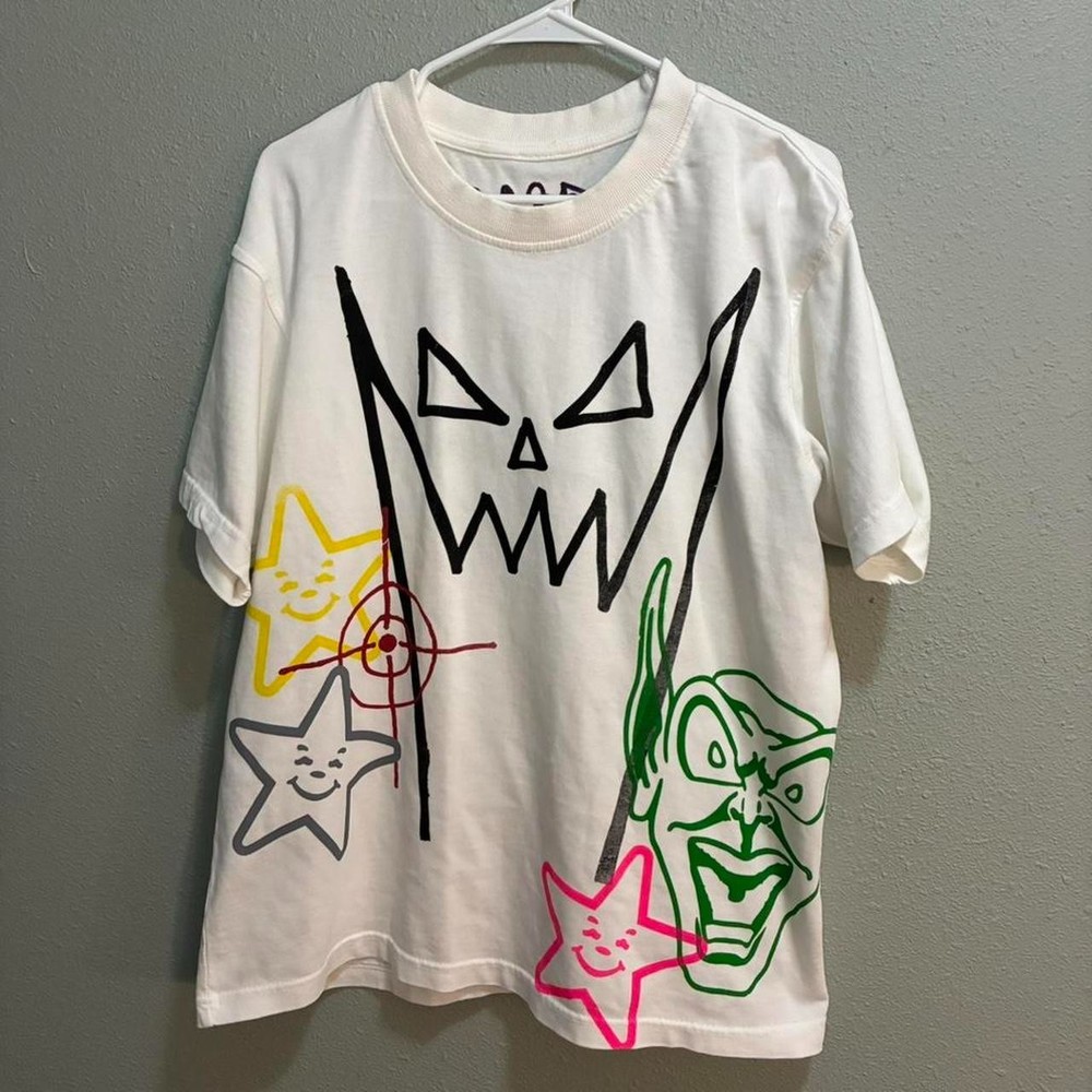 asspizza Multi Screen Print White Tee Size Medium New Halloween Drop Goblin