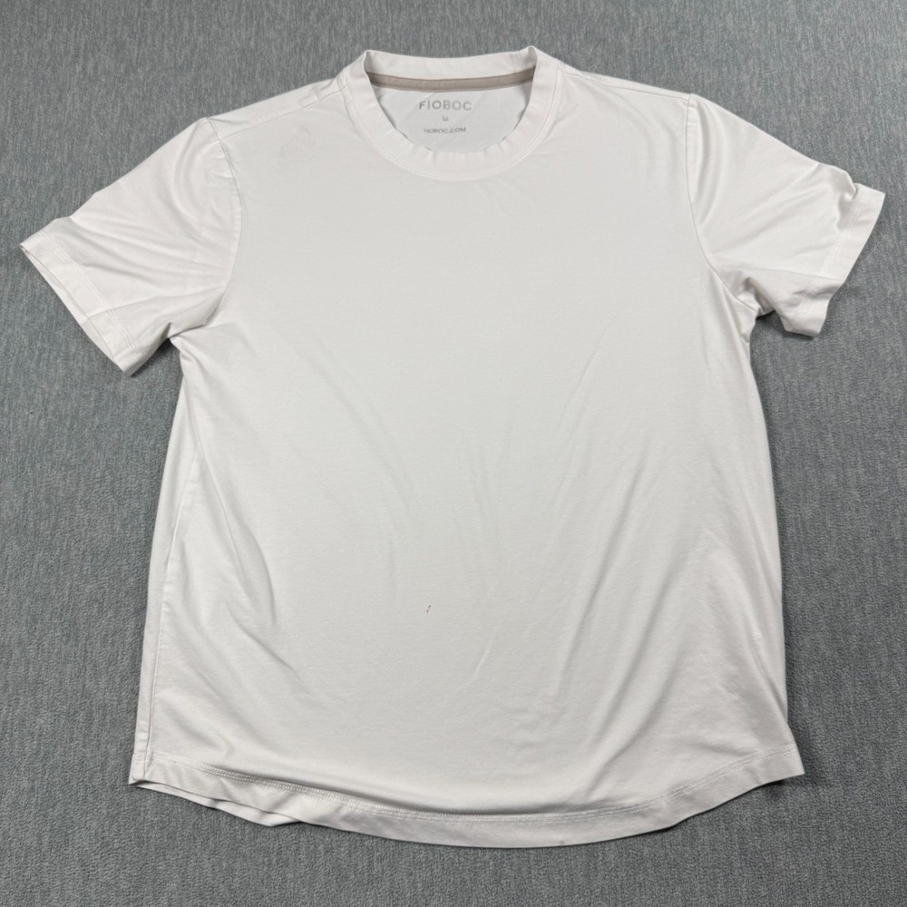 FIOBOC T-Shirt Men Medium White Solid Bamboo Cotton Crew Neck Short Sleeve Soft