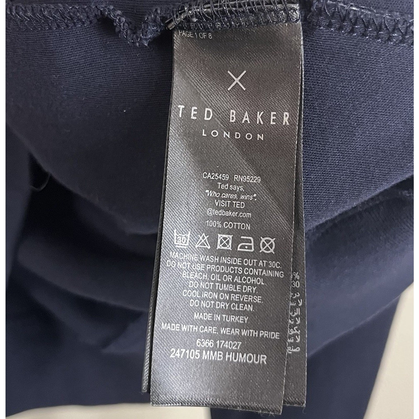 Ted Baker Humour Turtleneck Shirt Mens 6 XXL Navy gallery