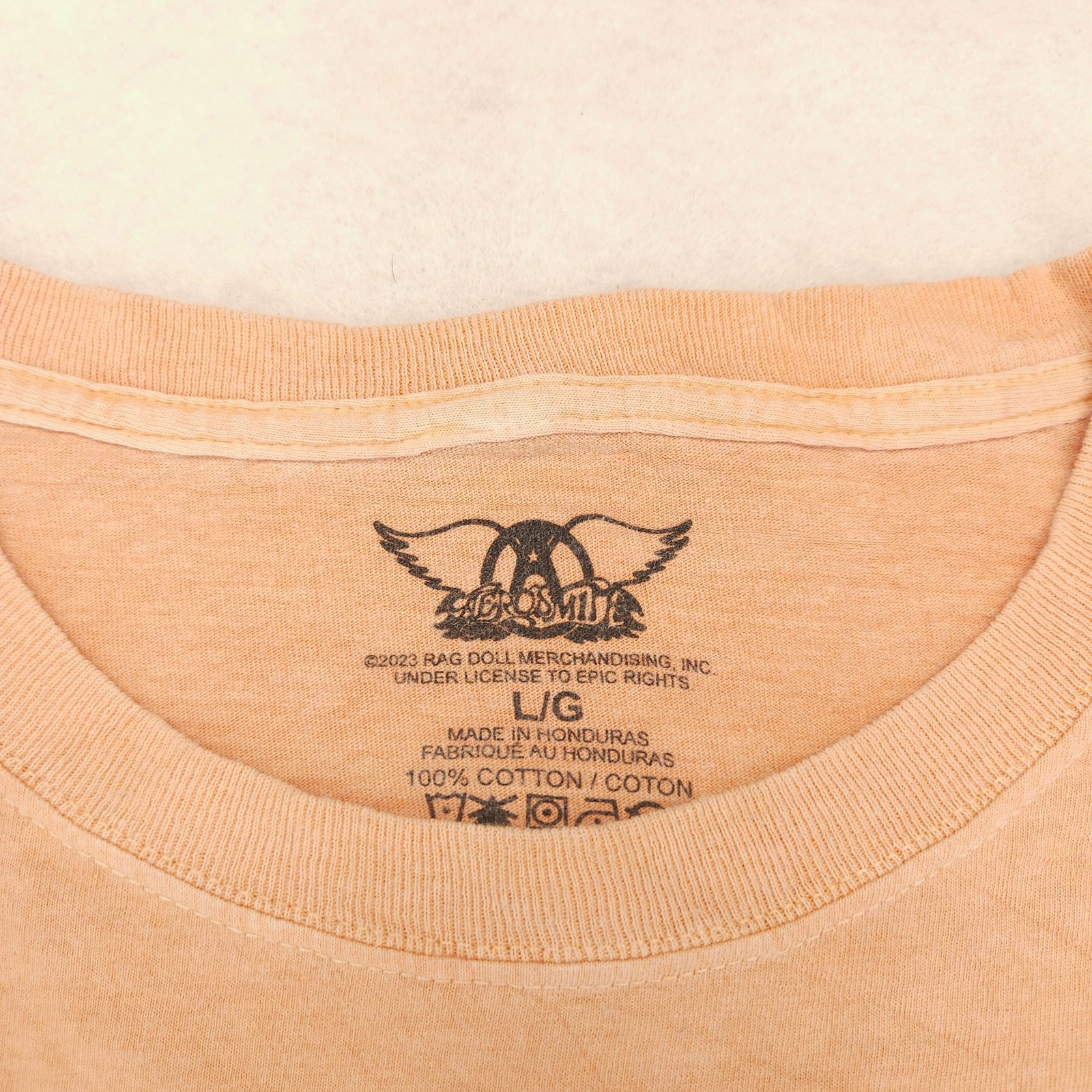 Aerosmith Band Casual Crew Neck Graphic T-Shirt Adult Mens Size Large L Tan gallery