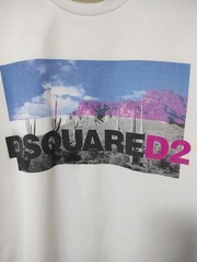 Authentic Dsquared2 Men’s T-Shirt White Cotton Desert Cactus Print Size XL