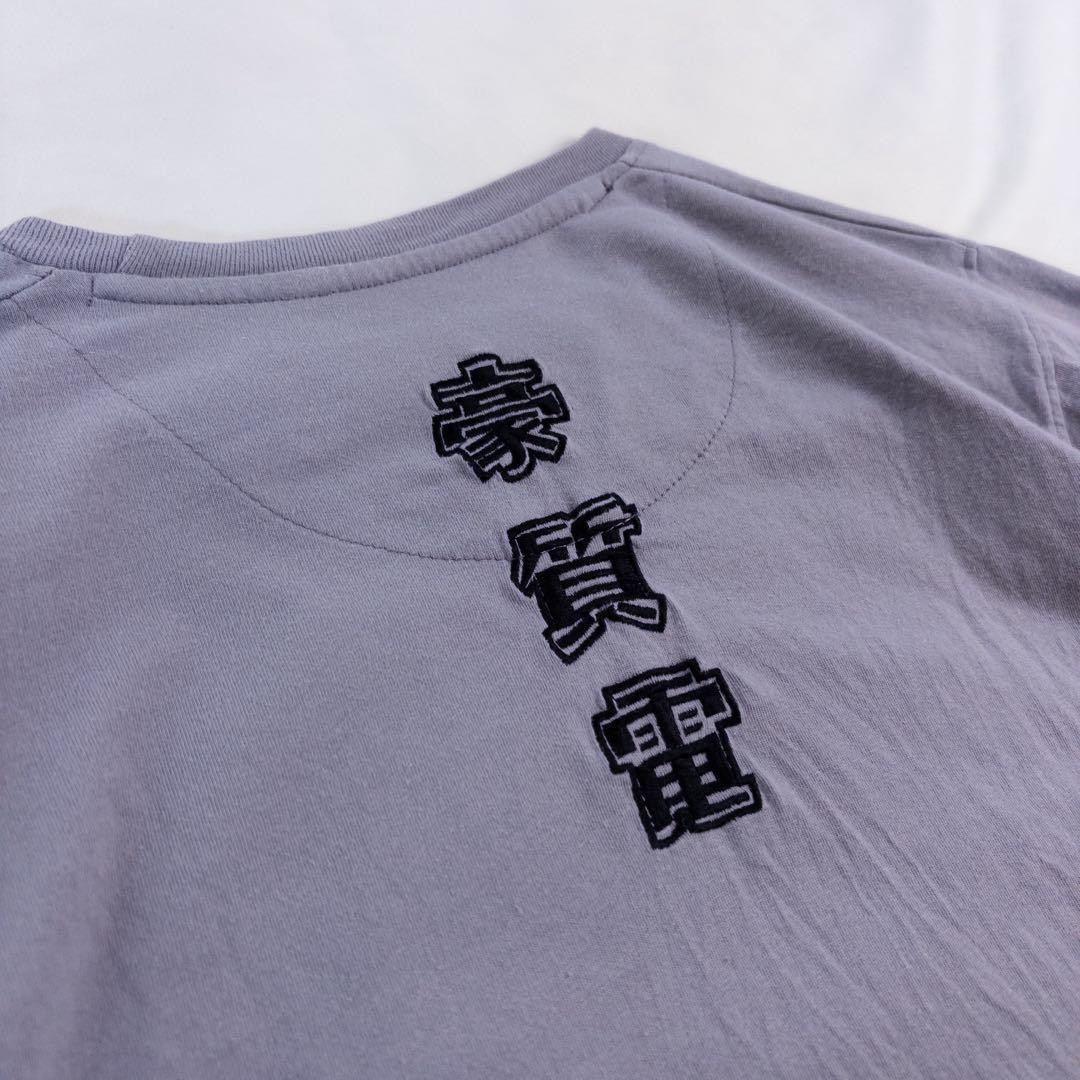 Vintage Petroleum Ukiyo-e Samurai Sequin Beaded Print T-Shirt Ash Purple M gallery