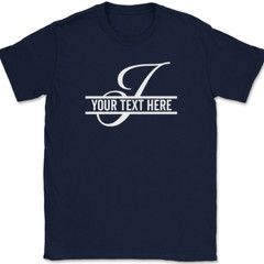 Letter J Monogram Your Text Here Custom T-Shirt Personalize Family Tee