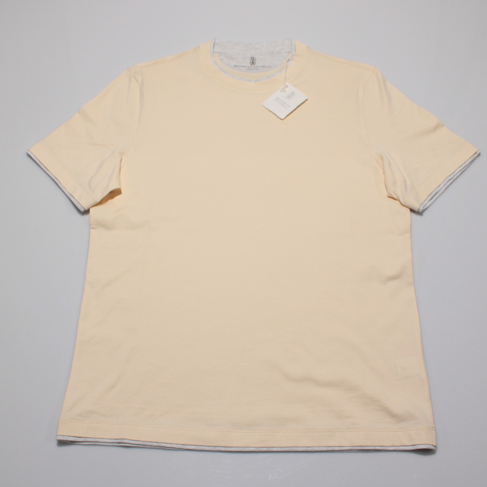 Brunello Cucinelli NWT Short Sleeve T-Shirt Size M in Light Yellow 100% Cotton gallery