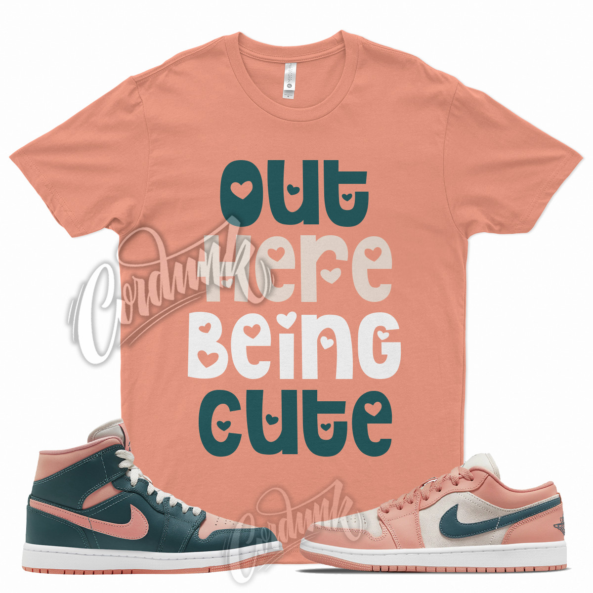 CUTE Shirt for J1 1 Low Light Madder Root Dark Teal Green Pink WMNS Mid High