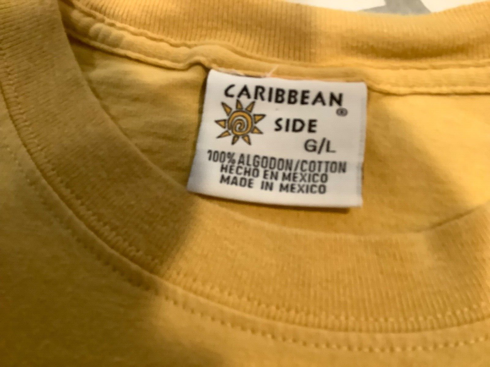 Caribbean Side Men’s T-Shirt Gold Cancun Mexico with Dolphins Size L gallery