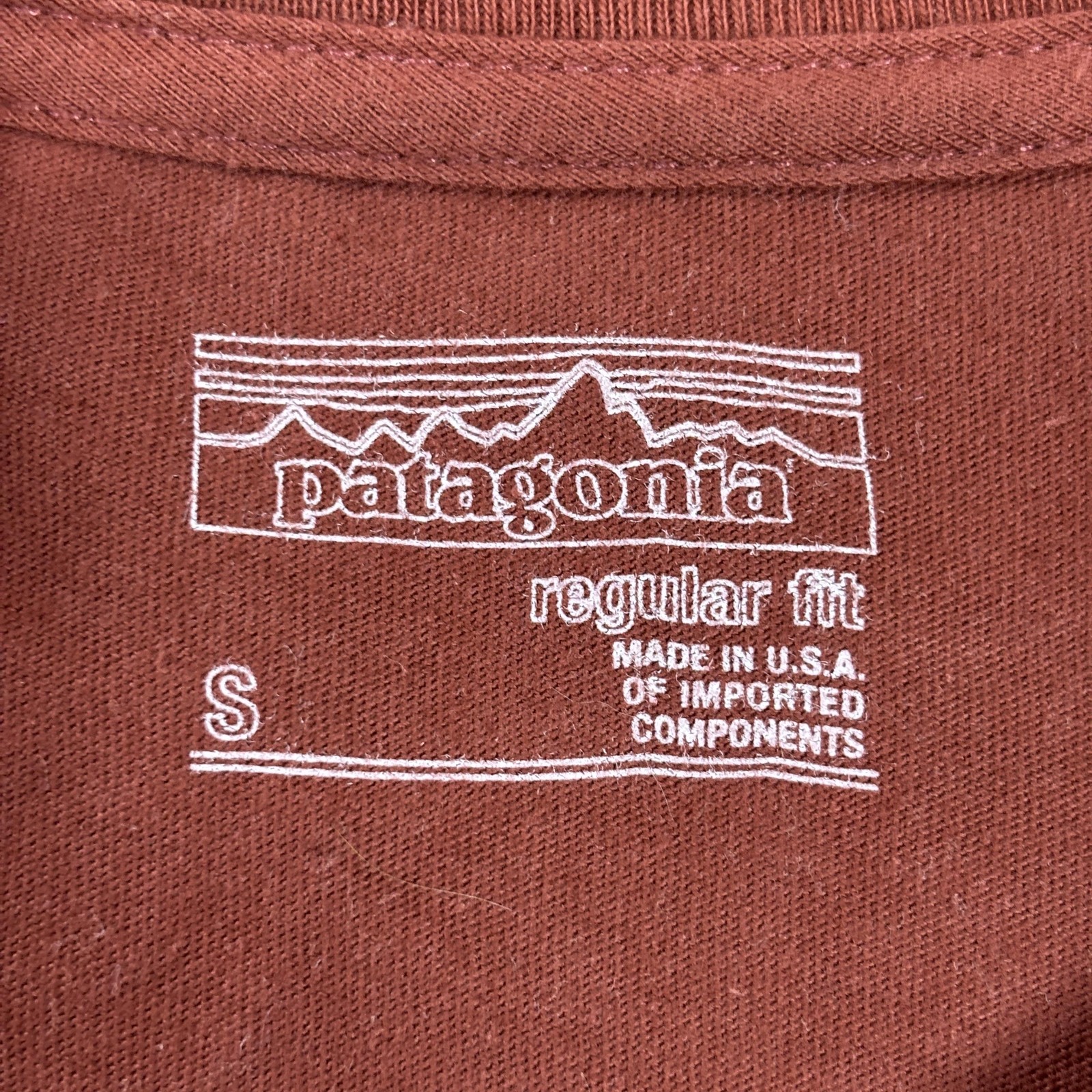 Patagonia Live Simply Shirt Men's Small Burgundy Organic USA Made Graphic Tee gallery