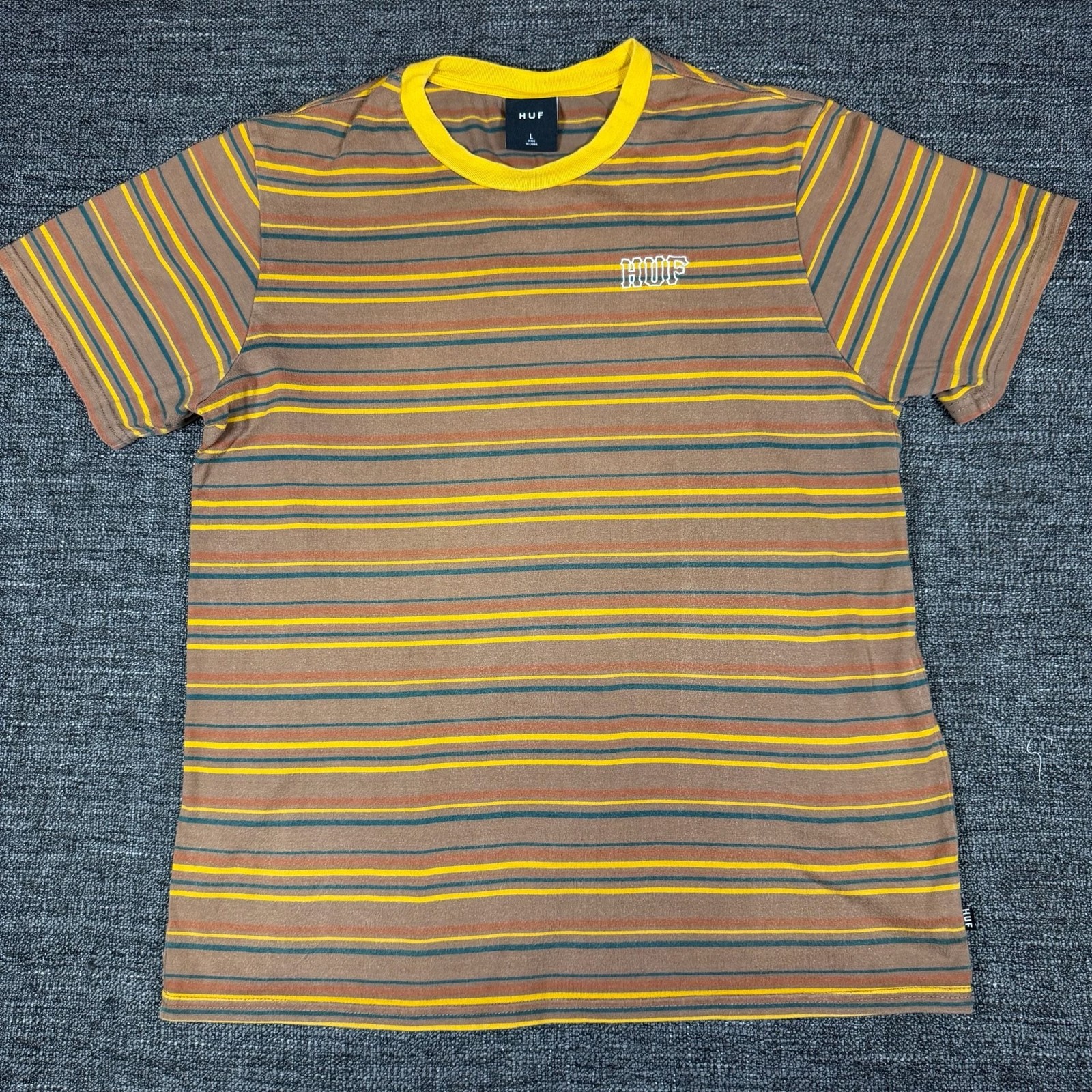 HUF Striped Knit T-Shirt Brown and Yellow Multi Stripe gallery