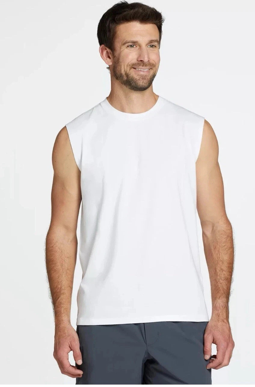 VRST ‘ MENS ‘ ESSENTIAL MUSCLE TANK GW ‘ WHITE ‘ LARGE – UV PROTECTION