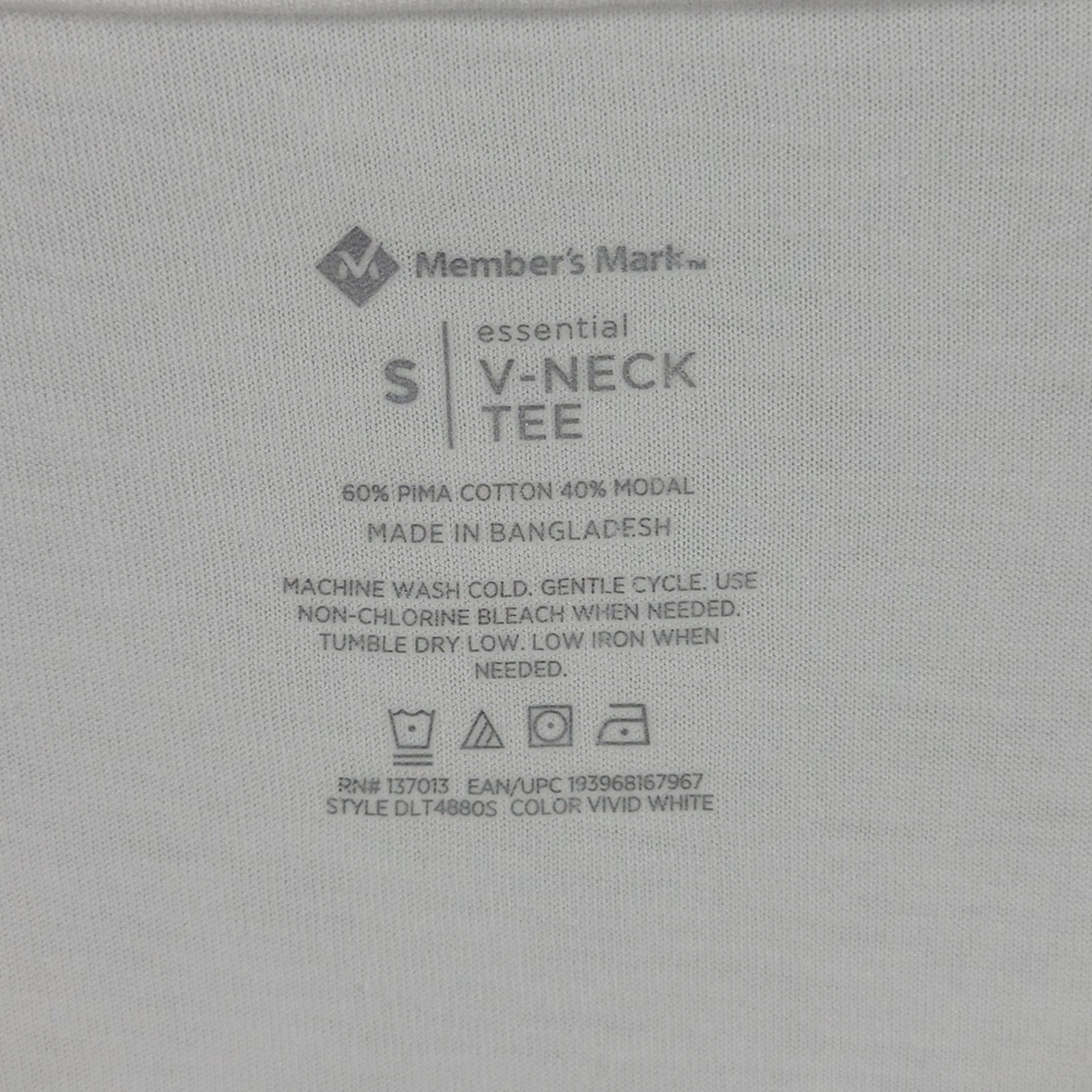 Members Mark Short Sleeve V-Neck Tee, White, Size S, NWT #BundleAndSave gallery