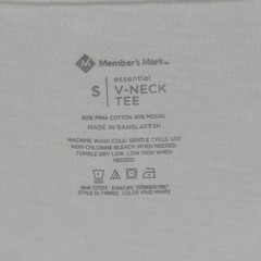 Members Mark Short Sleeve V-Neck Tee, White, Size S, NWT #BundleAndSave