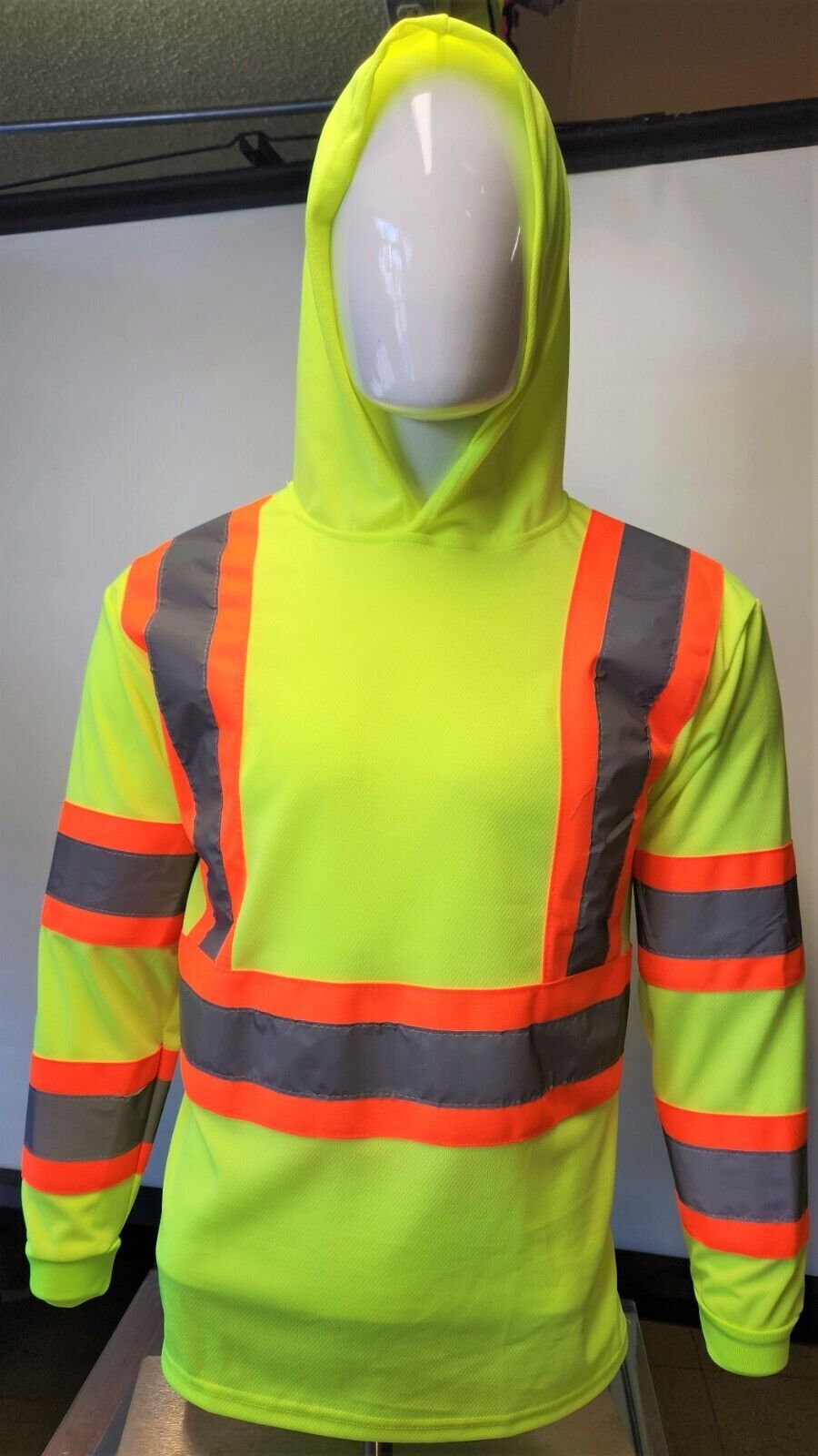 Hoodie Yellow High Visibility Safety Shirt With Reflective Stripes gallery