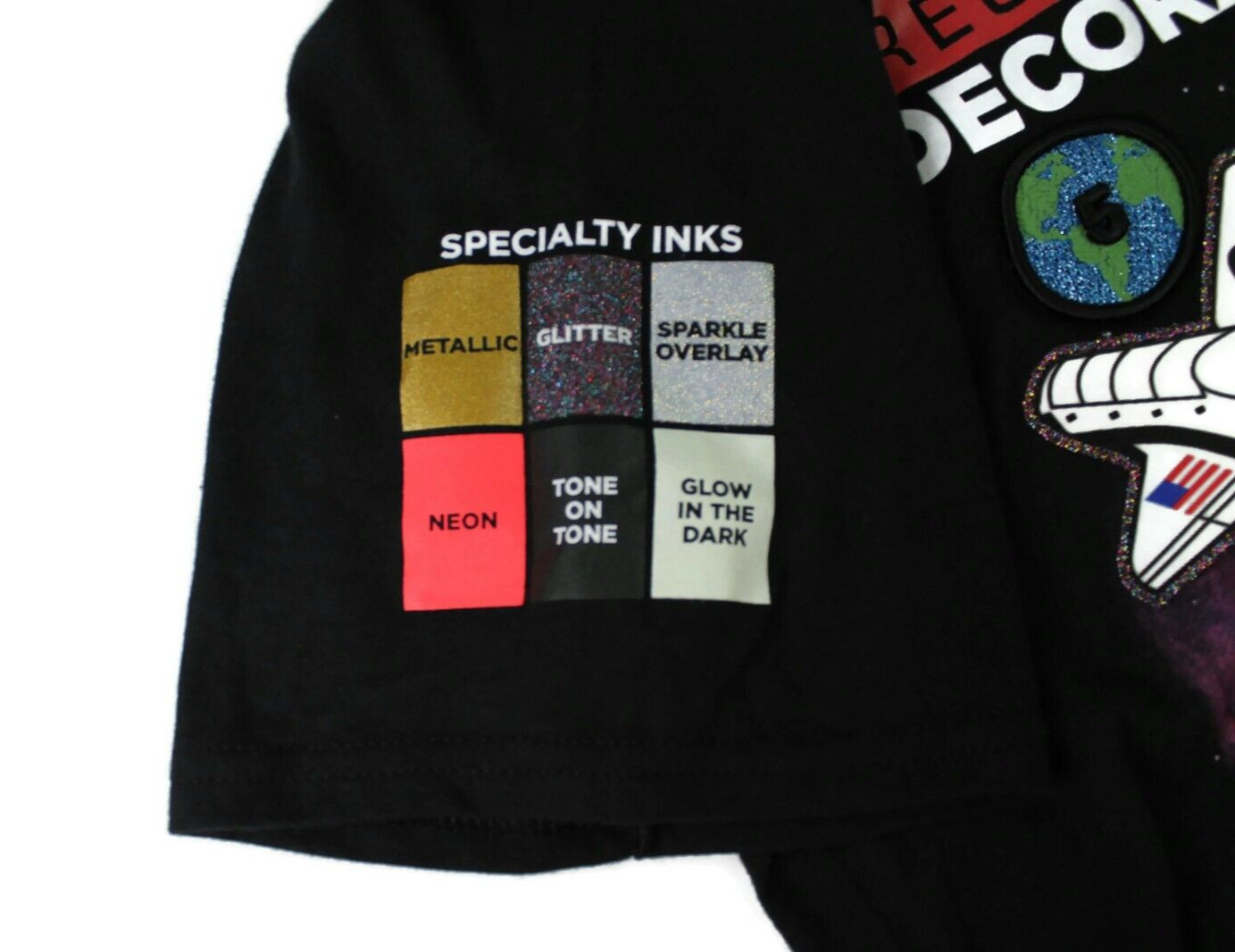 Private Label Space Shuttle Raised Emblems Short Sleeve Black T-Shirt Men's Sz L gallery