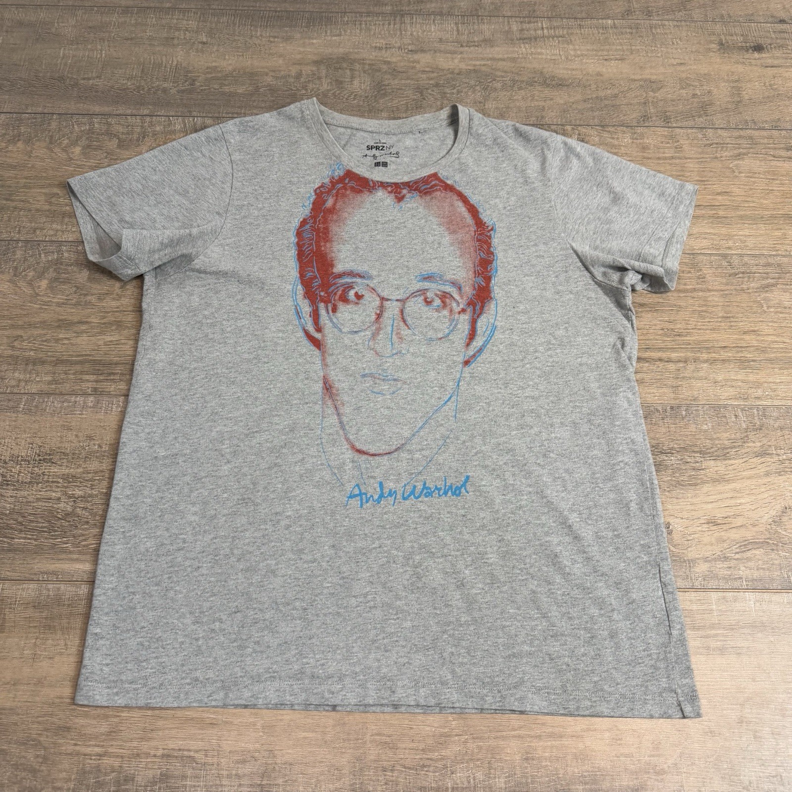 Uniqlo SPRZ NY Andy Warhol Mens T-Shirt Size Large Gray Face Cartoon Graphic B11 gallery