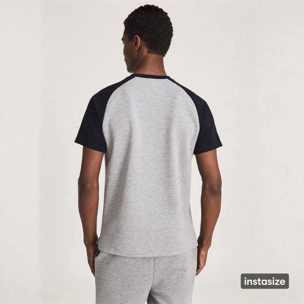 Reiss Mens Small Gray Colorblock Dudley Contrast Raglan Sleeve T-Shirt gallery