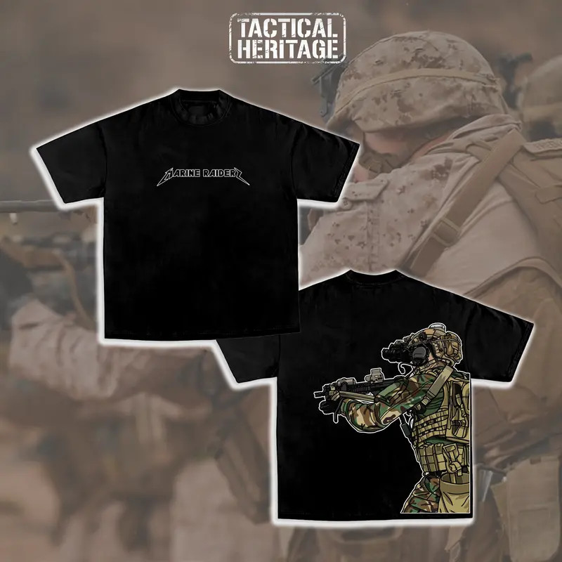 Tactical Heritage Marine Raider Night Ops Double-Sided T-Shirt, Vintage USMC Spe gallery