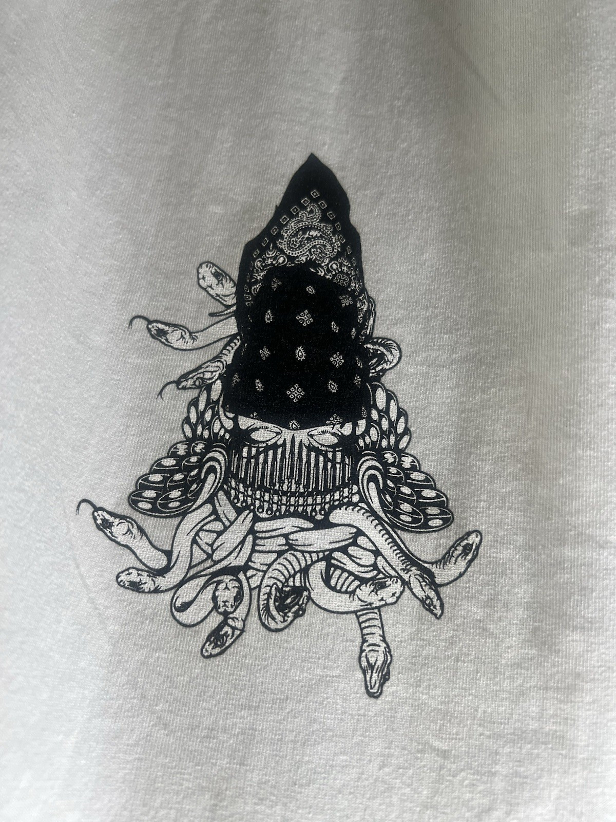 Crooks & Castles Men’s White Graphic Crew Neck T-Shirt S/P Cotton Bandana