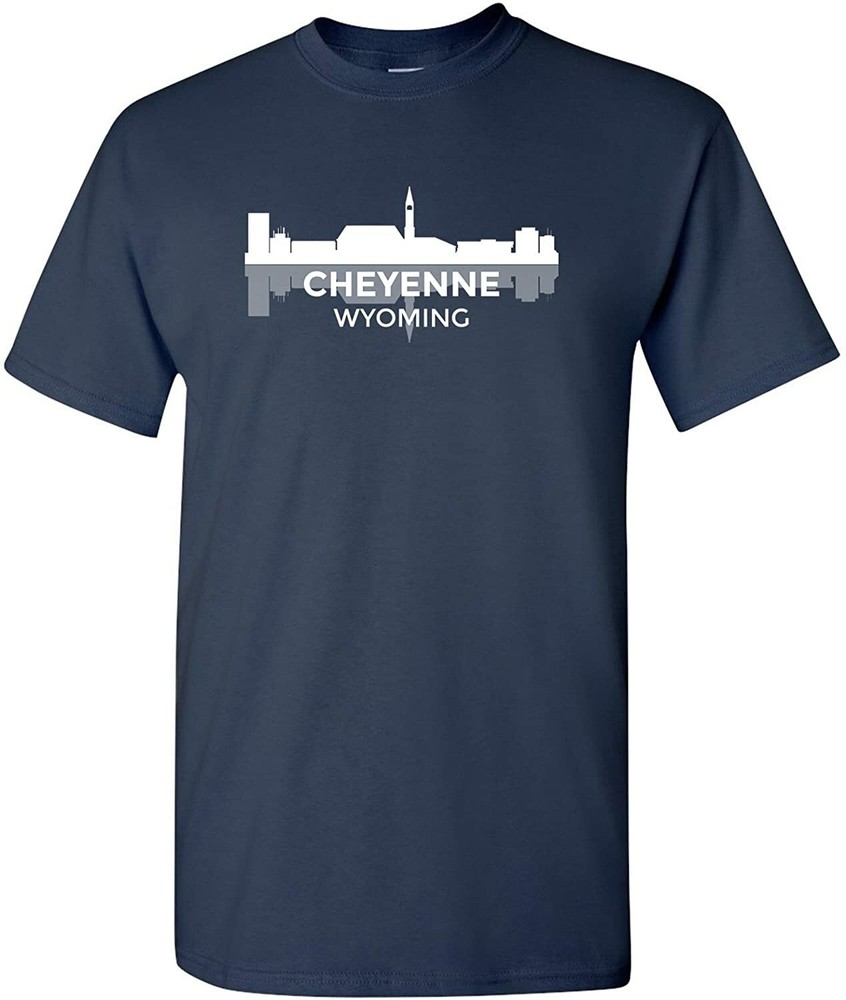 Cheyenne Wyoming Skyline – State City Classic Sports Team T Shirt – Navy