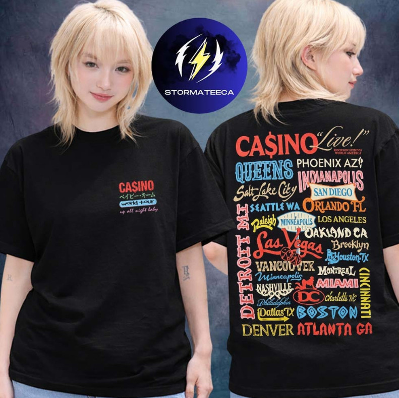 Baby Keem Merch Cas!no World Tour 2026 Road Map Two Sided Unisex T-Shirt gallery