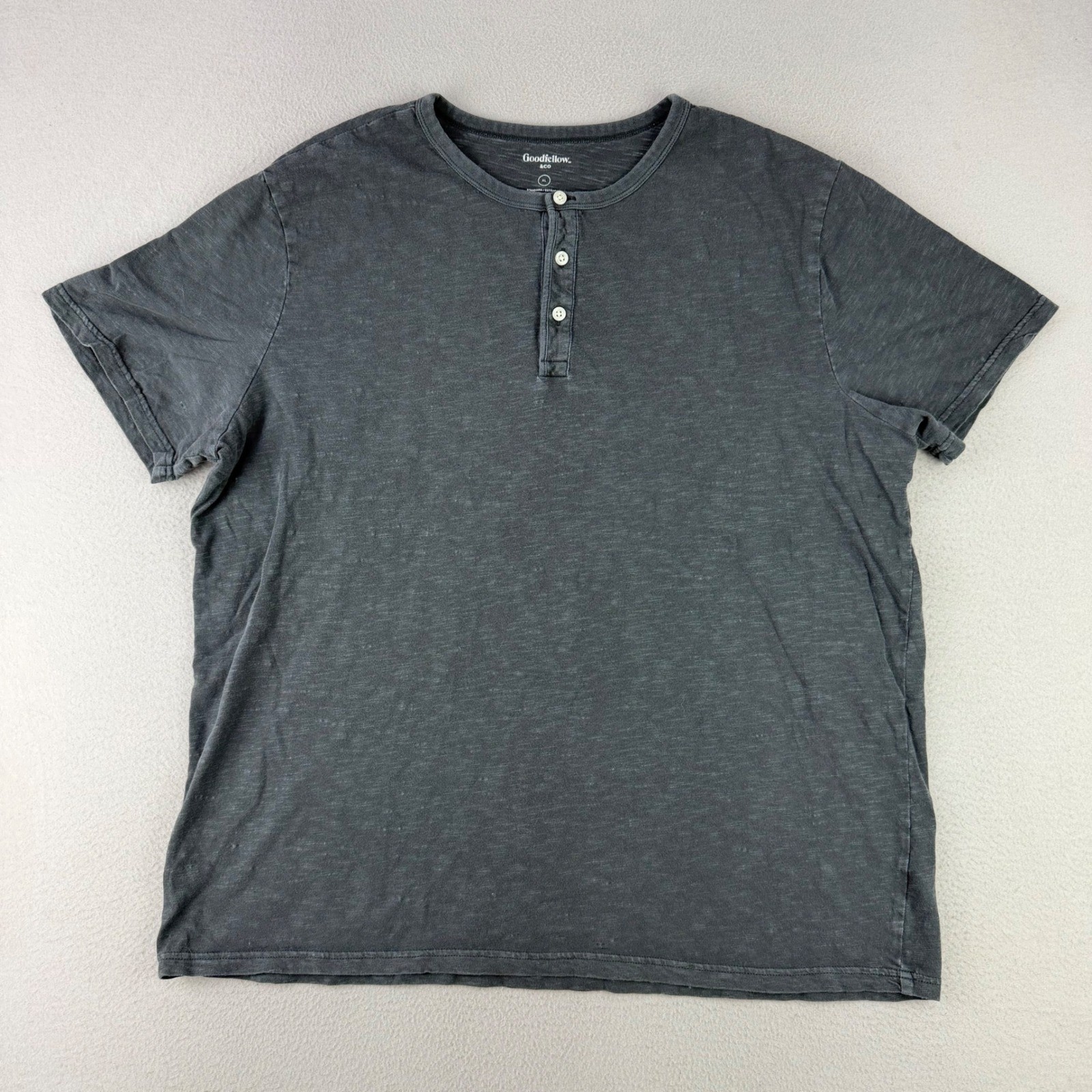 Goodfellow Henley Shirt Mens XL Gray Casual Short Sleeve Slub Cotton Minimalist gallery