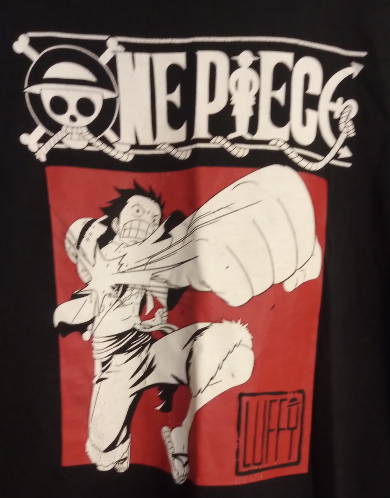 One Piece Black T-shirt. Adult Size XL. Luffy Straw Hat Punch gallery
