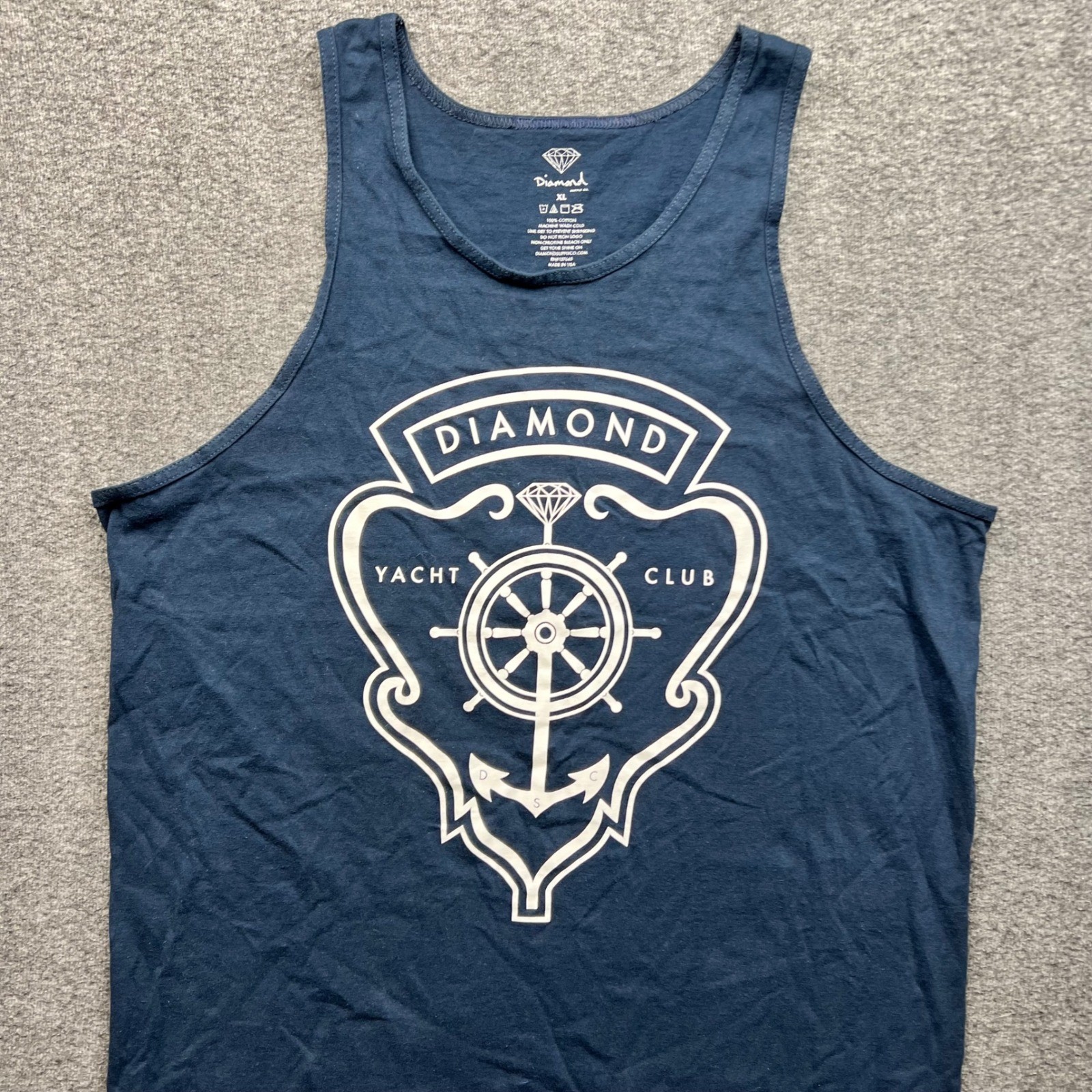 Diamond Supply Co Tank Top Mens XL Navy Blue Yacht Club Anchor Graphic Shirt gallery