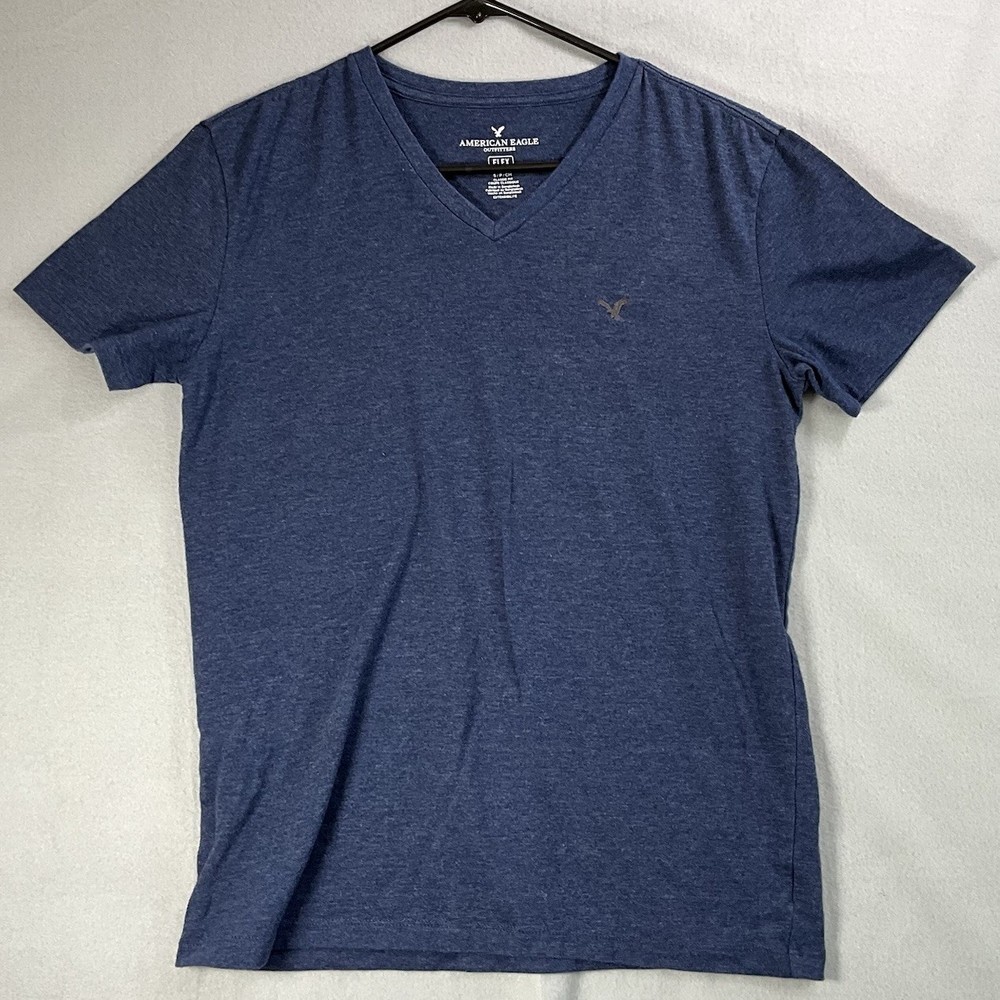 American Eagle Flex V Neck T Shirt Blue Short Sleeve Classic Fit Men’s S