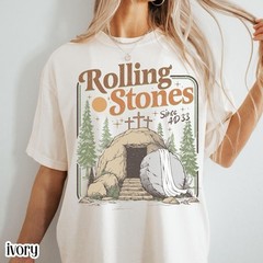 Rolling Christian T-Shirt Easter Clothing Jesus Christ Shirt